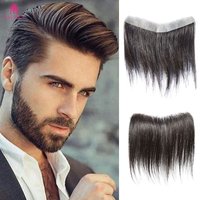 4*18 Men Forehead Hairline Toupee 100% Human Hair Skin Man Hairpieces Frontal Hair Topper for Receding Natural Hairline Replacement