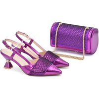 Shoes Bridal Heel Set – Pointed Toe Rhinestone Pumps Matching Clutch 