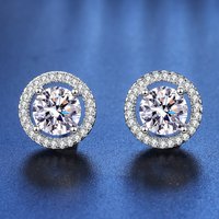 Hengli round inlaid Mosonite D 0.5 carat live streaming same earrings