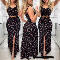 Women’s Clothing New Summer Floral Slit Long Skirt Suit
