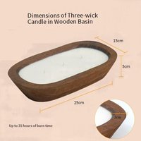 Handcrafted Soy Wax Aromatherapy Candle Wooden Bowl – Large 3 Wick Premium Scent Options