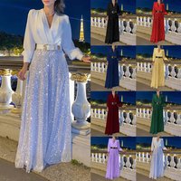 Clothing Fashionable V Neck Long Sleeved Shirt Elegant Waist Slimming Slimming Sequined Wide Leg Pants Belt