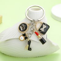 Black Crown Diamond Lipstick Bag High Heels Keychain Accessories Schoolbag Coin Purse Ornament Gift