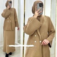 Clothing Knitwear Two Piece Set Long Sleeve V Neck Sweater & Dress Combo Casual Elegant Outfit Fall Loose Fit & Breathable Fabric