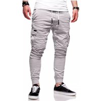 Men's Clothing Autumn and winter three dimensional patch pocket skinny pants drawstring elastic sports baggy pants long casual pants jogging pants (1)