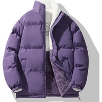 Reversible Fleece-Lined Puffer Jacket – Unisex Stand Collar Coat (Black/Matcha/Khaki/Pink/Purple, XS-4XL)
