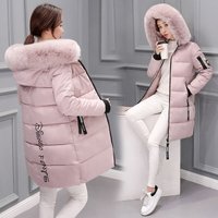 clothing medium long thickened cotton coat slim fur collar winter coats jacket