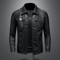 Clothing Version Slim Trend Plus Velvet Thickened Motorcycle Jacket Leather Jacket
