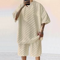 Clothing Plus Summer Short Sleeved T Shirt Loose Shorts Jacquard Plaid Suit