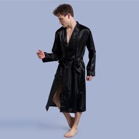 Clothing solid robe thin cardigan nightgown loose large long sleeve spring autumn glossy satin bathrobe