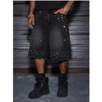 Men's Distressed Denim Shorts – Trendy Ripped & Studded Design (Sizes S-XL)