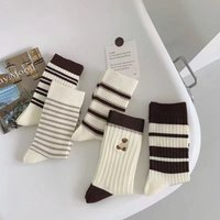 Bear Mid Tube Socks Ins Trendy All Match Japanese Cute Spring Autumn Korean Version Student Sports Winter Socks