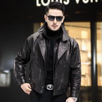 Genuine men’s Haining sheep leather, high-end autumn and winter new leather jacket, motorcycle short