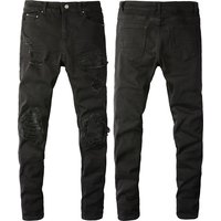 Clothing Foreign Trade Jeans High Street Fashion Street Ripped Jeans Elastic Slim Fit Pants 8520