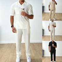 Clothing Fashion Casual Polo Short Sleeved Shirt Trousers Two Piece Suit
