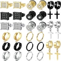New Men's And Women's 15 Pairs Fashion Ear Piercing Jewelry Hanging Earrings Set