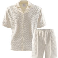 Men's Fashion Polo Shirt Set Short Sleeve Two Piece Spring Casual Clothing