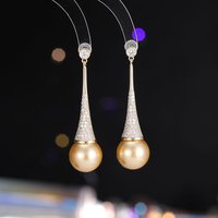 New European American Style High-end Elegant Exquisite, Unique Design, Inlaid With Zircon And Pearls, Long Earrings