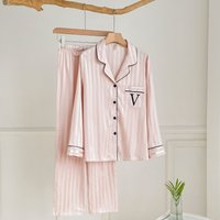 Hydra Silk Sleepwear Set – Striped Cooling Pajamas Luxe Jacquard 