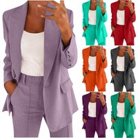 Fashion Button Down Slim Fit Lapel Cardigan Suit Jacket Set Outerwear