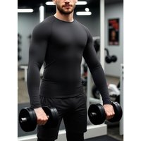 Long Sleeve T Shirt European Breathable Quick Drying Solid Sports Top Basketball Training Base Layer Wholesale