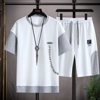 Summer Two piece Suit Korean Style Fashion Trend Loose Trendy Brand Embroidered Short sleeved T shirt Shorts