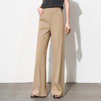 K French Design Straight Leg Pants Hip covering Slightly Flared Wide leg Pants Draping Feel Casual Bell bottom Floor length Pants