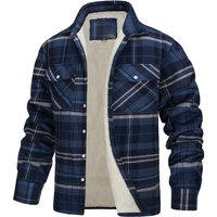 Clothing jackets long sleeved lapel plaid thickened shirt jacket