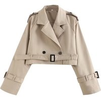 Clothing casual style loose belt long sleeve short windbreaker coat top
