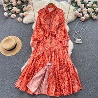 clothing royal sister style dress Spring Autumn 2022 style lace up waist slimming elegant temperament long skirt