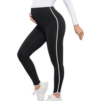 Family matching New black color matching high waist maternity trousers hip lift elastic belly support yoga nine-point leggings maternity wear