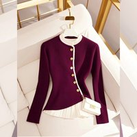 Women's Clothing Wine Red Two Piece Knit Sweater For Women In Autumn And Winter