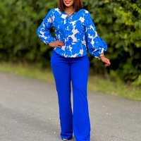 Clothing D3289 clothing 2024 OL fashion printed long sleeved tops wide leg pants two piece suit