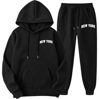 Men's Customized Zip up Hoodie Tracksuit Casual Two Piece Set for Autumn
