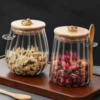 Floral Striped Kitchen Storage Jars With Hanging Spoon – 3-Piece Airtight Canisters For Candy Grains & Dry Food
