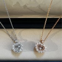 Happy Heart Full Diamond Necklace Simple Elegant Heart shaped Collarbone Chain Gift Girlfriend On Qixi Festival