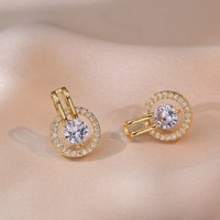 Earrings Women's All-match Internet-famous High-end Flash Diamond No Fading Niche Design Light Luxury Ring Zircon Earrings Women