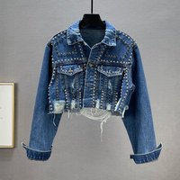 Clothing heavy industry rivet diamond decketnim ja worn beaded jacket top