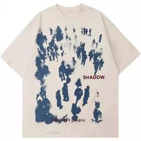 Unisex Loose T-Shirt Summer Trendy Shadow Print Dark Retro Y2K Style Casual Men's Clothing Tops & Tees