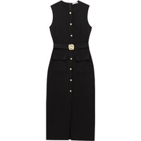 European Inspired Adjustable Tie Belt Midi Dress Lightweight Polyester Line Wrap Dress Office To Brunch