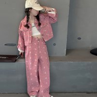 Children's Clothes Girls' spring suit Big kids' dopamine wide-leg pants spring two-piece set