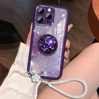 15promax Bling Glitter Lanyard Diamond Holder For iphone 15Plus 14 13 12 11 Pro max 15 Plus Phone Case Silicone Cover
