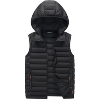 Hooded Padded Jacket Vest Winter Padded Jacket Standing Collar Sleeveless Clip Casual Warm Coat