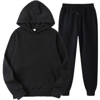 2024 New Solid Color Pullover Sports Sweater Set Fashion Fleece Men's Hoodie