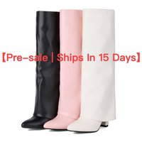 【Pre sale Ships 15 Days】Fashion Pant Leg Boots Pointed High Heels Plus Slip on High Leg Fashion Boots
