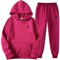 Solid Color Hoodie Set With Threaded Bottom For Men's And Women's Casual Sportswear, Sweatpants, Letter Hoodie, And Sweatpants Set
