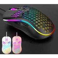 Honeycomb Gaming Mouse – 7200DPI Wired RGB Mouse, 6 Programmable Buttons, Ergonomic Design For PC/Laptop (White/Pink/Black/Blue)