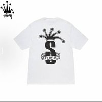 Stussy Crown Big S Printed Cylindrical Short Sleeved T-shirt Made Of Pure Cotton Fabric For Both Men And Women