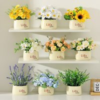 Fake Flowers Simulation Flowers Decoration Ornaments Ceramic Flower Pots High End Realistic Living Room Indoor Fake Green Plants Flower Potted