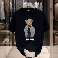 Men's Clothing High-end Heavyweight Cotton Short-sleeved T-shirt Men's Ins Trendy Red Panda Print Versatile Light Luxury Handsome New Summer